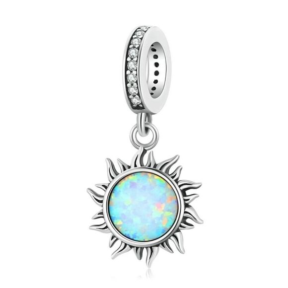925 Silver Opal Sun Charm - Picture 1 of 10